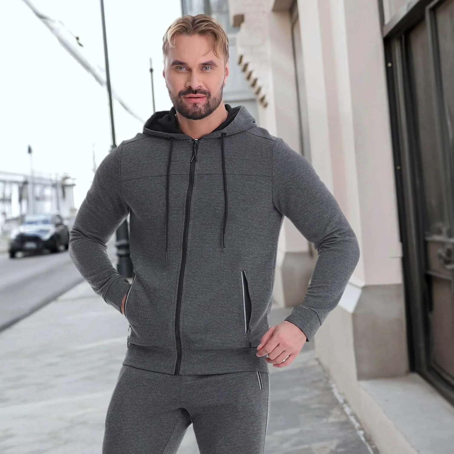 Mens Tracksuit 2 Piece Set Casual Sweatsuits Full Zip Track Suits Jogging Athletic Suit Sets