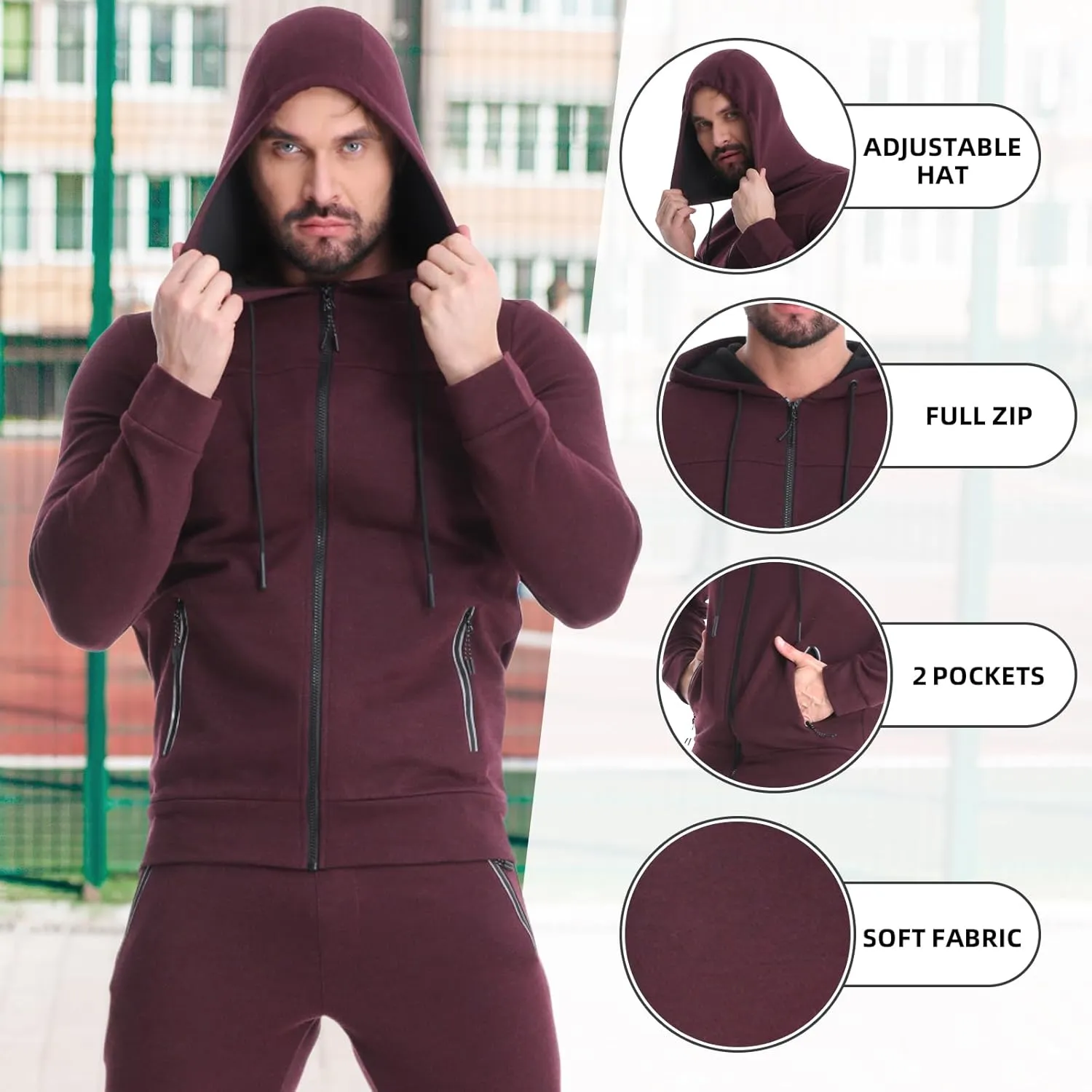 Mens Tracksuit 2 Piece Set Casual Sweatsuits Full Zip Track Suits Jogging Athletic Suit Sets