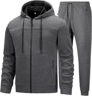 Mens Tracksuit 2 Piece Set Casual Sweatsuits Full Zip Track Suits Jogging Athletic Suit Sets