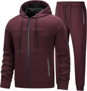 Mens Tracksuit 2 Piece Set Casual Sweatsuits Full Zip Track Suits Jogging Athletic Suit Sets