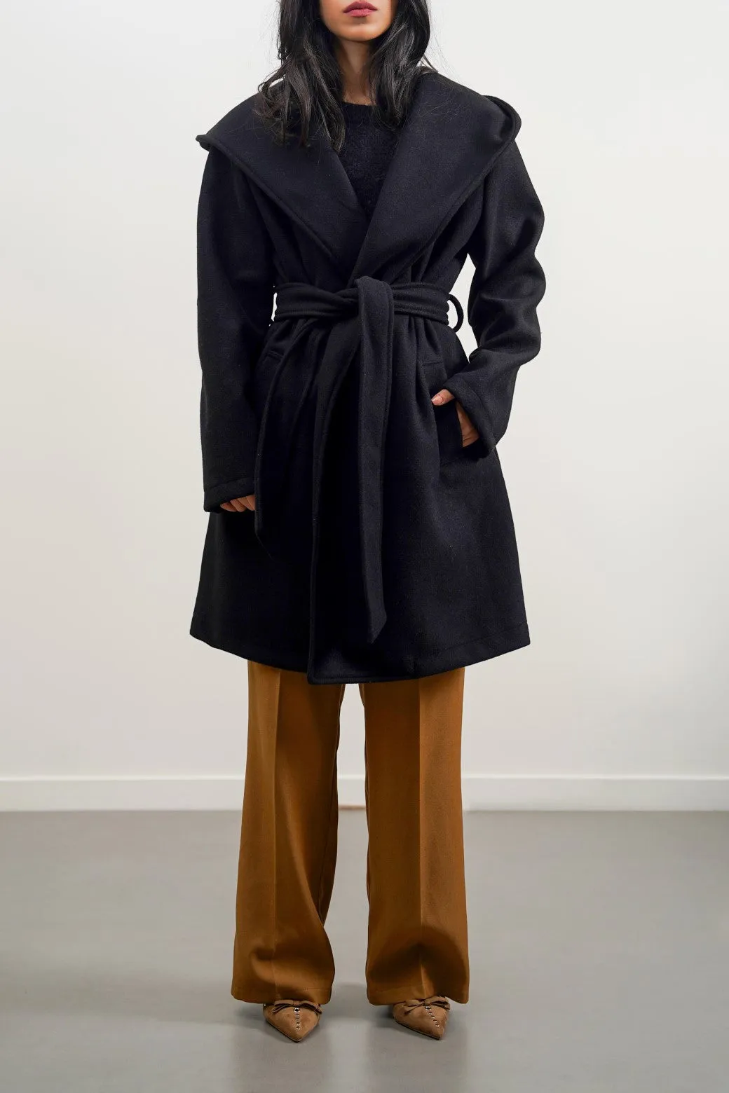 MIDI COAT WITH HOOD