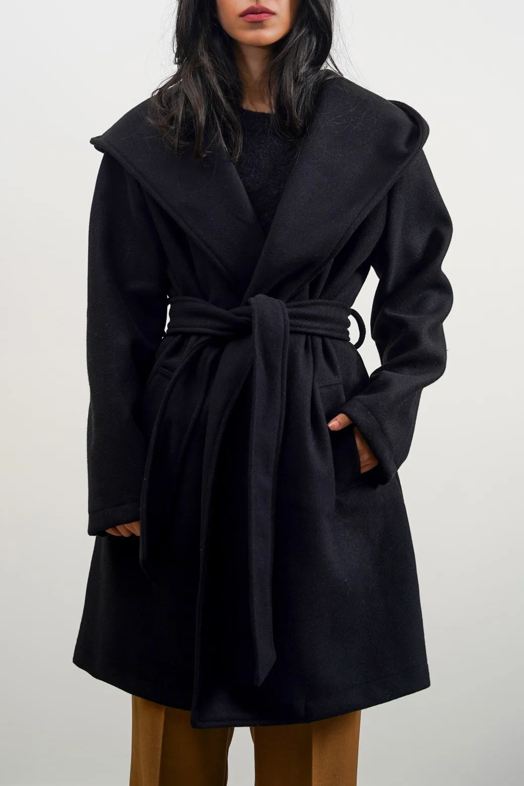 MIDI COAT WITH HOOD