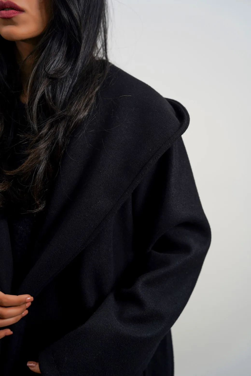 MIDI COAT WITH HOOD