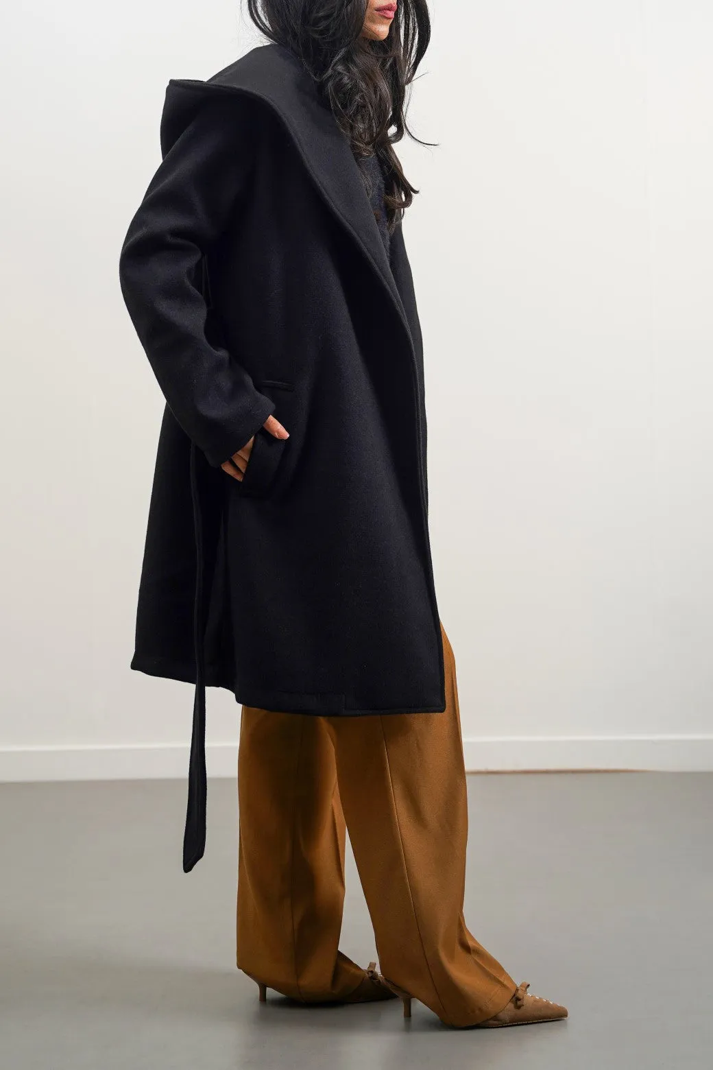 MIDI COAT WITH HOOD