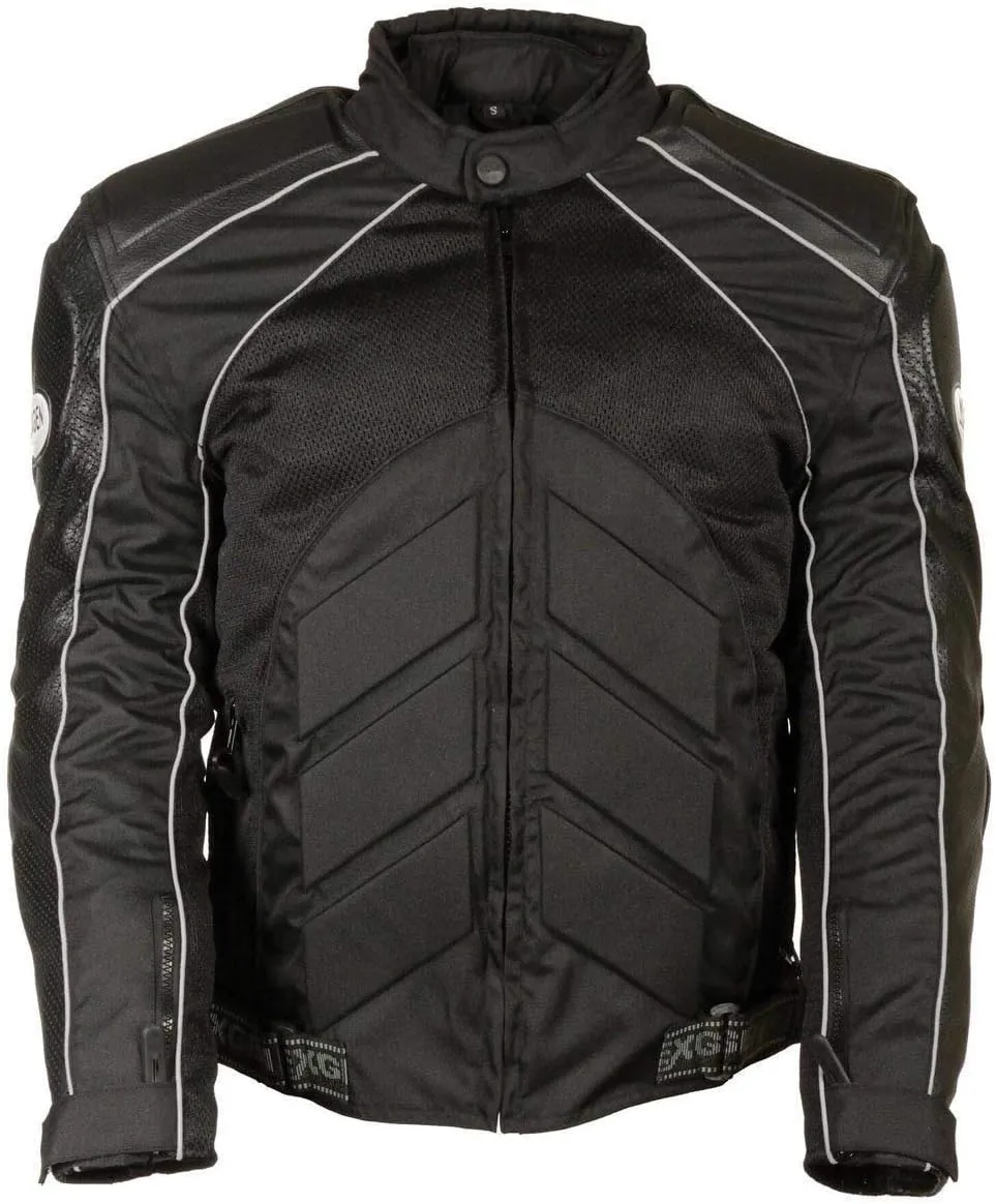Milwaukee Leather-SH2153-Men's Combo Black/Orange Armored Leather/Textile/Mesh Jacket