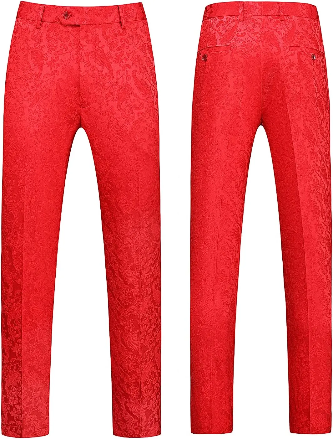 MOGU Mens 2 Piece Double Breasted Tuxedo Slim Fit Jacquard Floral Vintage Groomsmen Wedding Prom Suit