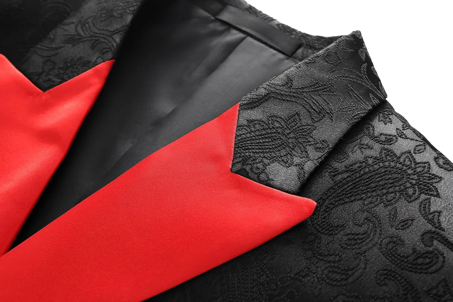MOGU Mens 2 Piece Double Breasted Tuxedo Slim Fit Jacquard Floral Vintage Groomsmen Wedding Prom Suit