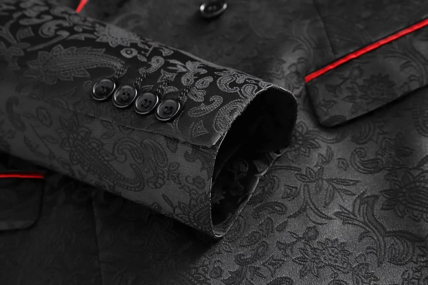 MOGU Mens 2 Piece Double Breasted Tuxedo Slim Fit Jacquard Floral Vintage Groomsmen Wedding Prom Suit