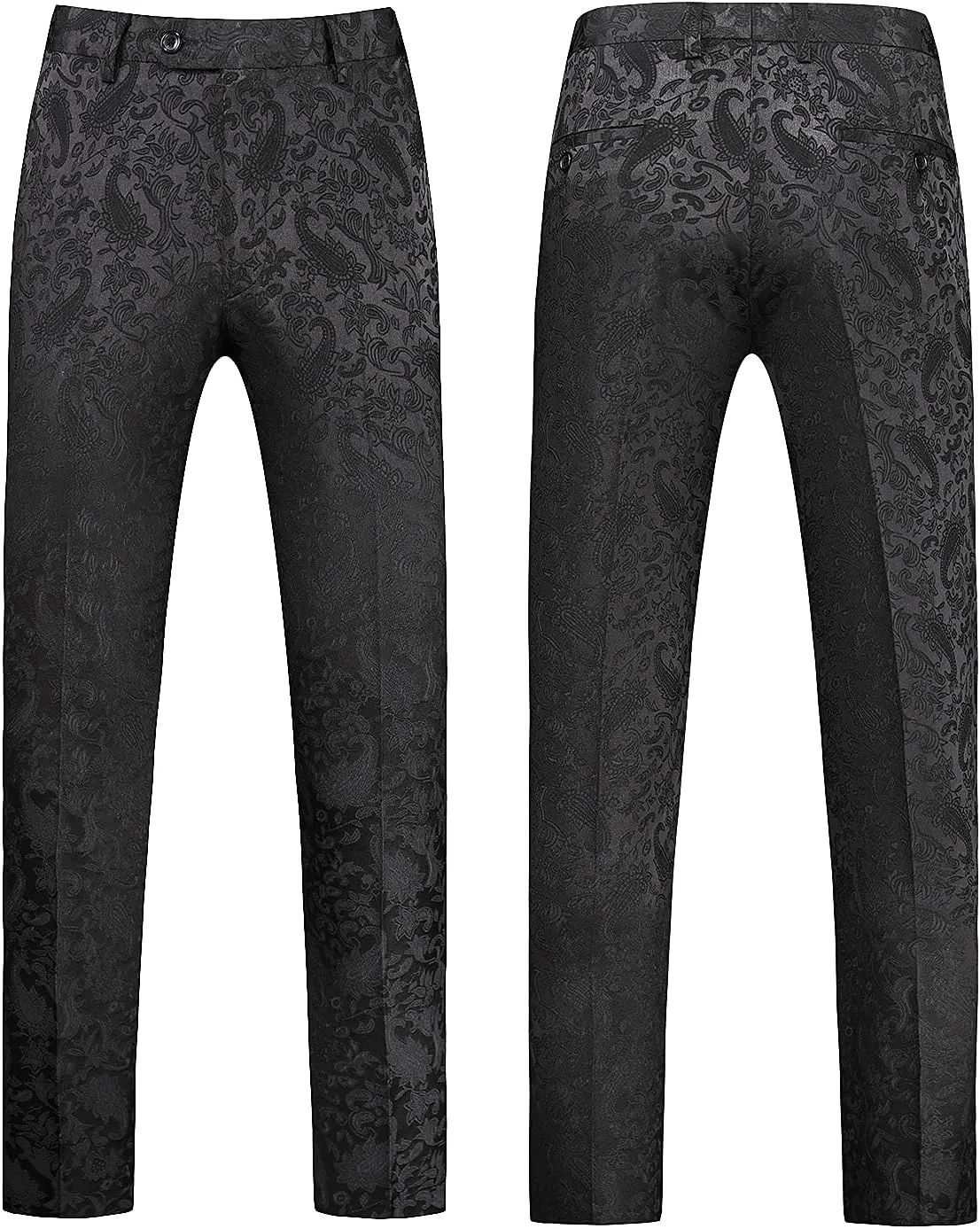 MOGU Mens 2 Piece Double Breasted Tuxedo Slim Fit Jacquard Floral Vintage Groomsmen Wedding Prom Suit
