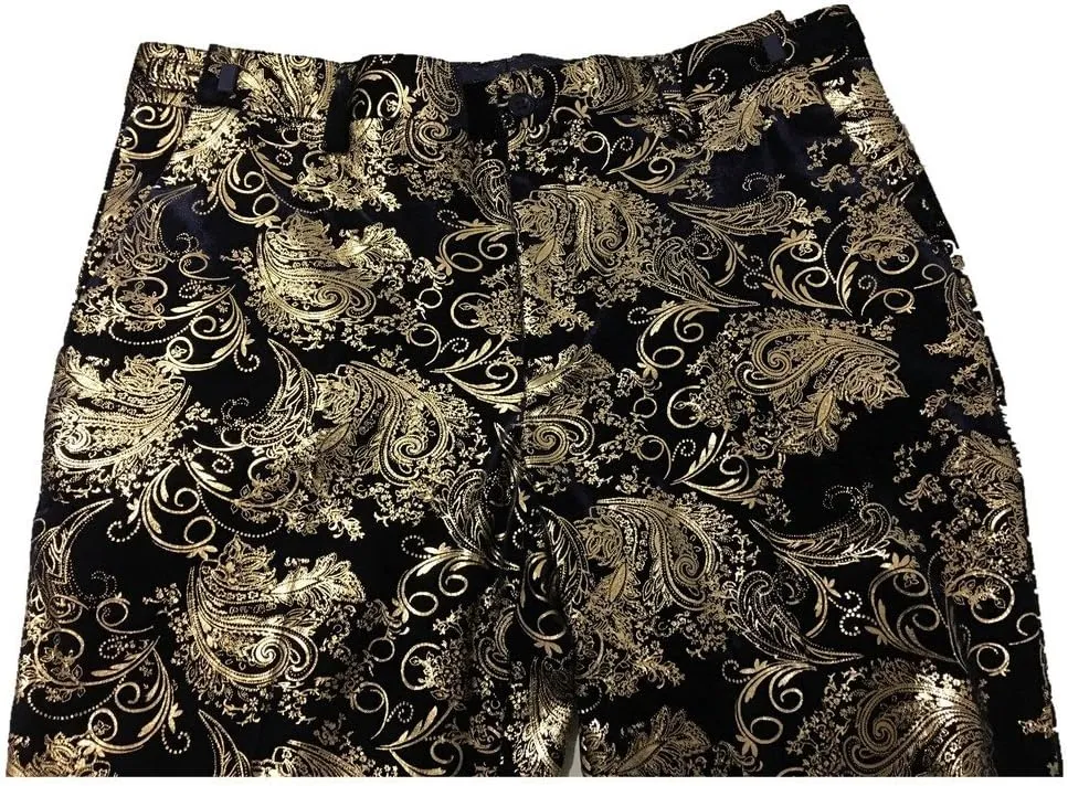 MOGU Mens Luxury Gold Dress Pants with Expandable Waist