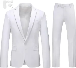 MOGU Mens Slim Fit Suit 2 Piece Tuxedo for Prom Business Wedding Dance (Suit Jacket   Pants)