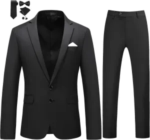 MOGU Mens Slim Fit Suit 2 Piece Tuxedo for Prom Business Wedding Dance (Suit Jacket   Pants)