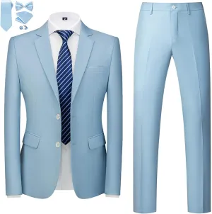MOGU Mens Slim Fit Suit 2 Piece Tuxedo for Prom Business Wedding Dance (Suit Jacket   Pants)