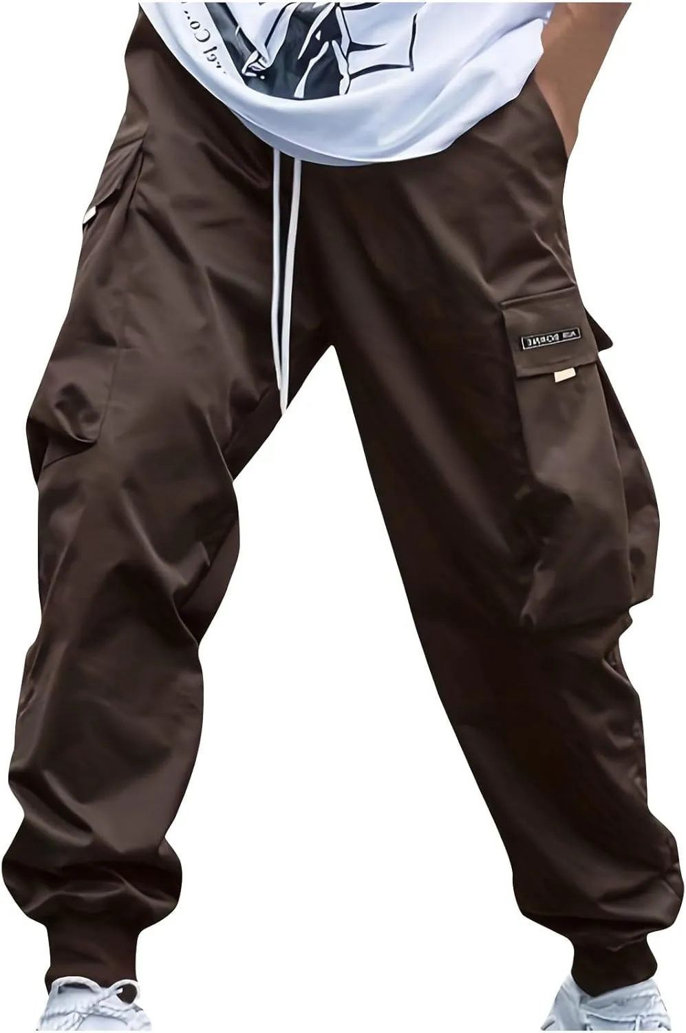Muscularfit Men's Athletic Pants Loose Fit Multi Pockets Drawstring Sweatpants Causal Fashion Solid Elastic Waist Hiking Pant