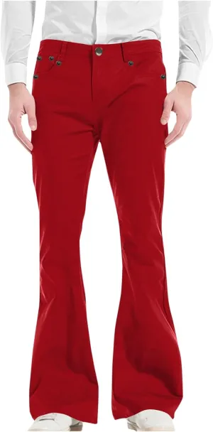 Muscularfit Men's Pants Slim Fit Stretch Fashion Chino Bell Bottom Flares Pants Causal Vintage Zipper Button Autumn Trousers