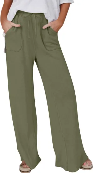 NATHGAM Womens Cotton Linen Pants Summer Dressy Casual Pants Lightweight Outdoor Workout Jogger Pants Baggy Straight Trouser