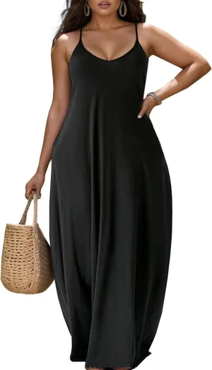 Nhicdns Women's Summer Plus Size Hawaiian Dresses Tie Dye Spaghetti Strap Maxi Dress Beach Boho Casual Sundress