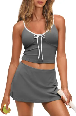 Nirovien Womens Tennis Dress Two Piece Outfits Workout Golf Skirt Set with Pockets Pickleball Athletic Skort
