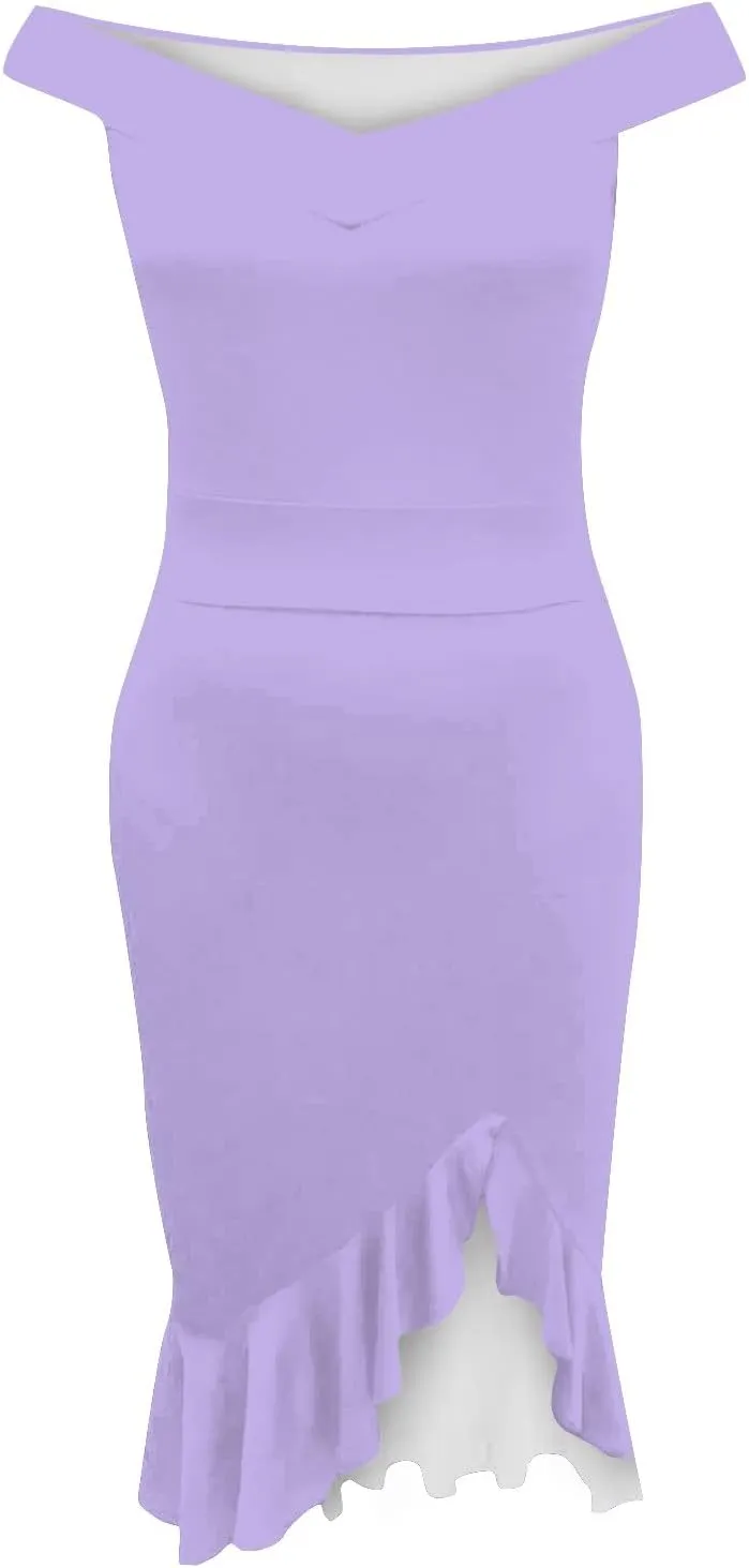 Off Shoulder Dress Ladies Sexy Irregular Hem Casual Backless Sequin Fashion Midi Loose A-Line Outdoor Ruffle Cocktail