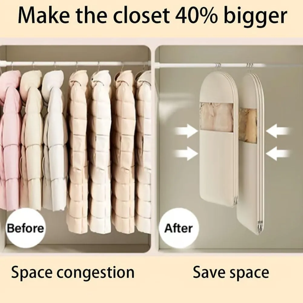 Otherwise Garment Bags, 2025 Space Saving Hanging Garment Bag with Self Compression Zipper, Winter Coat Storage, Dust Cover Clothes Bags for down Coat, Protects Your Clothes, Save Space (Pink, M)