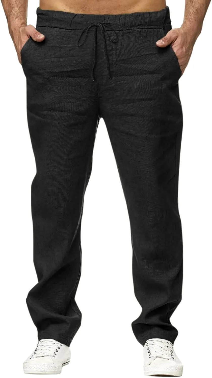 Overalls for Men Work Men's Fashion Cotton Sweatpants Slim Fit Straight Joggers with Pockets Drawstring Fast Dry Trousers Athletic Pants Chinos Pants Men B-Black