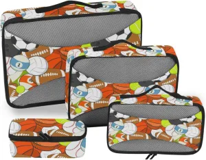 Packing Cubes 4 Set Luggage Organizer Bags Packing Cubes for Travel Women Packing Cube Sports Ball Colorful