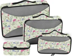 Packing Cubes for Suitcases 4 Set Suitcase Organizer Bags Travel Organizer Bags for Luggage Packing Cube Wildflowers