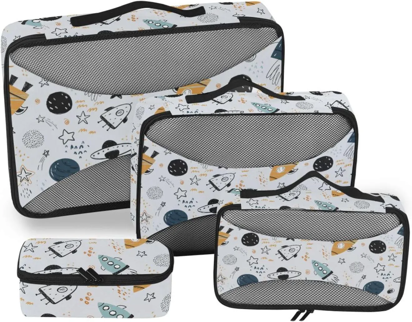 Packing Cubes for Suitcases Set of 4 Luggage Bags Organizers Packing Cubes Travel Pqcking Cubes Cartoon Rockets