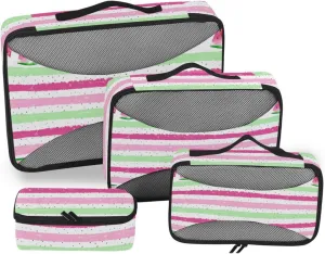 Packing Cubes for Travel 4 Set Luggage Organizers for Suitcase Travel Cubes for Packing Women Packing Cubea Watermelon Stripe