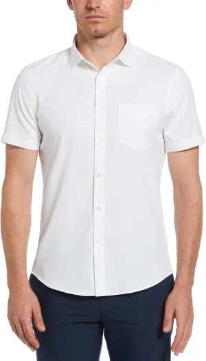 Perry Ellis Men's Total Stretch Slim Fit Solid Short Sleeve Button-Down Shirt