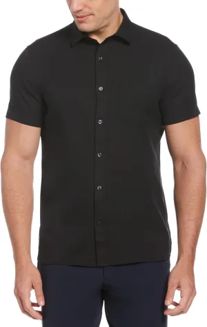 Perry Ellis Men's Total Stretch Slim Fit Solid Short Sleeve Button-Down Shirt