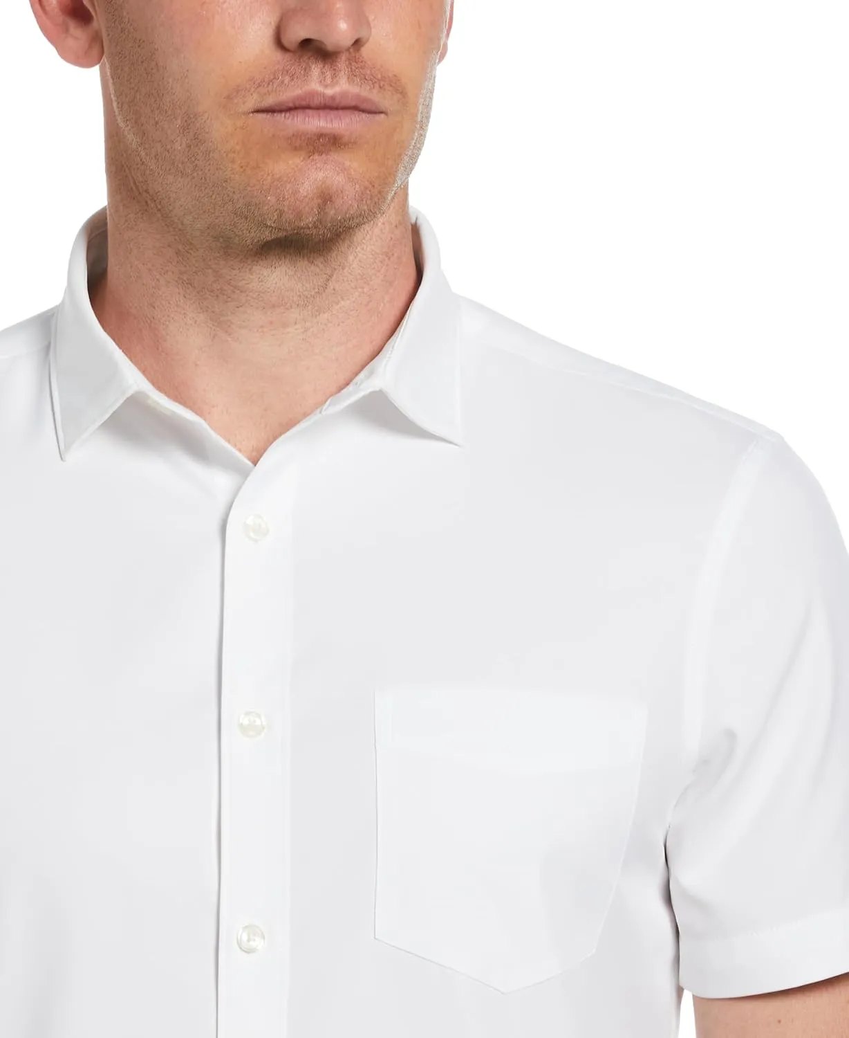 Perry Ellis Men's Total Stretch Slim Fit Solid Short Sleeve Button-Down Shirt