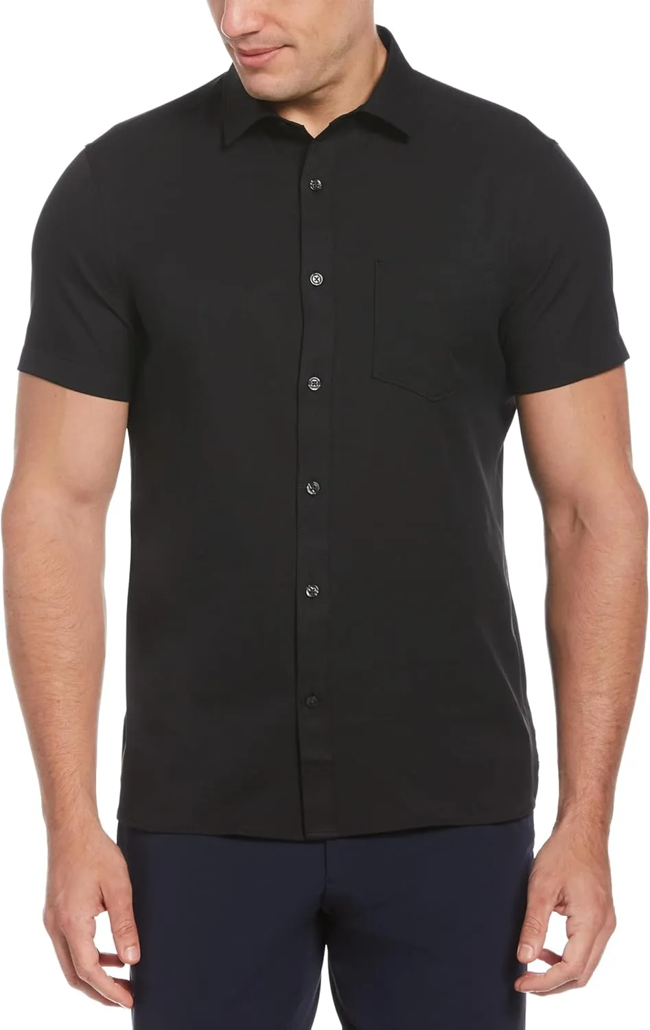 Perry Ellis Men's Total Stretch Slim Fit Solid Short Sleeve Button-Down Shirt