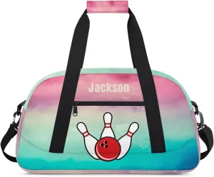 Personalized Sport Gym Bag for Boys,Custom Duffel Bag,Travel Weekender Overnight Tote Bag Carry On Duffel Bag,Customized Gift for Kids Bowling Ball