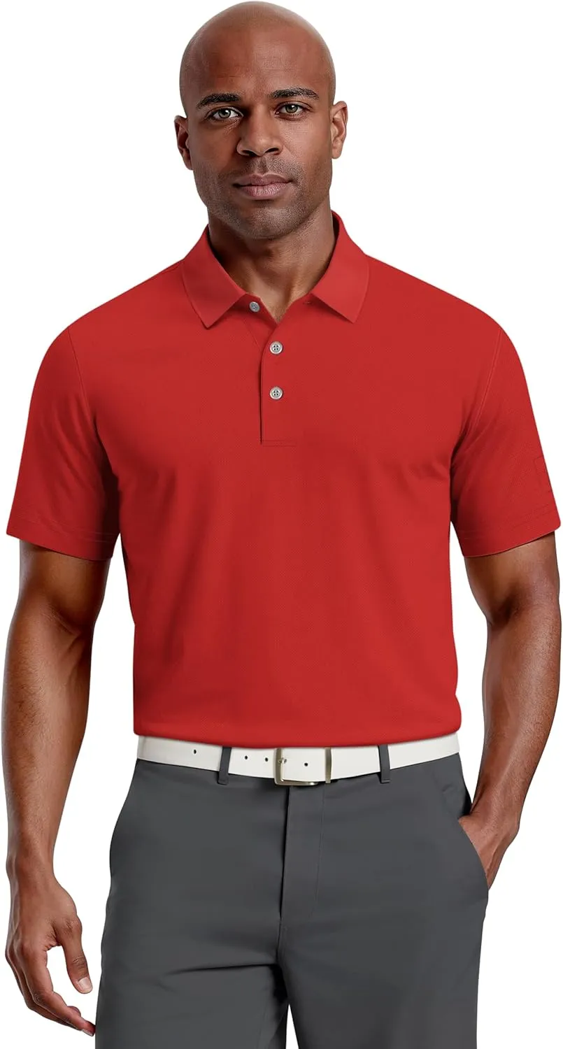 PGA TOUR Men's Airflux Solid Mesh Short Sleeve Golf Polo Shirt (Sizes S-4x)