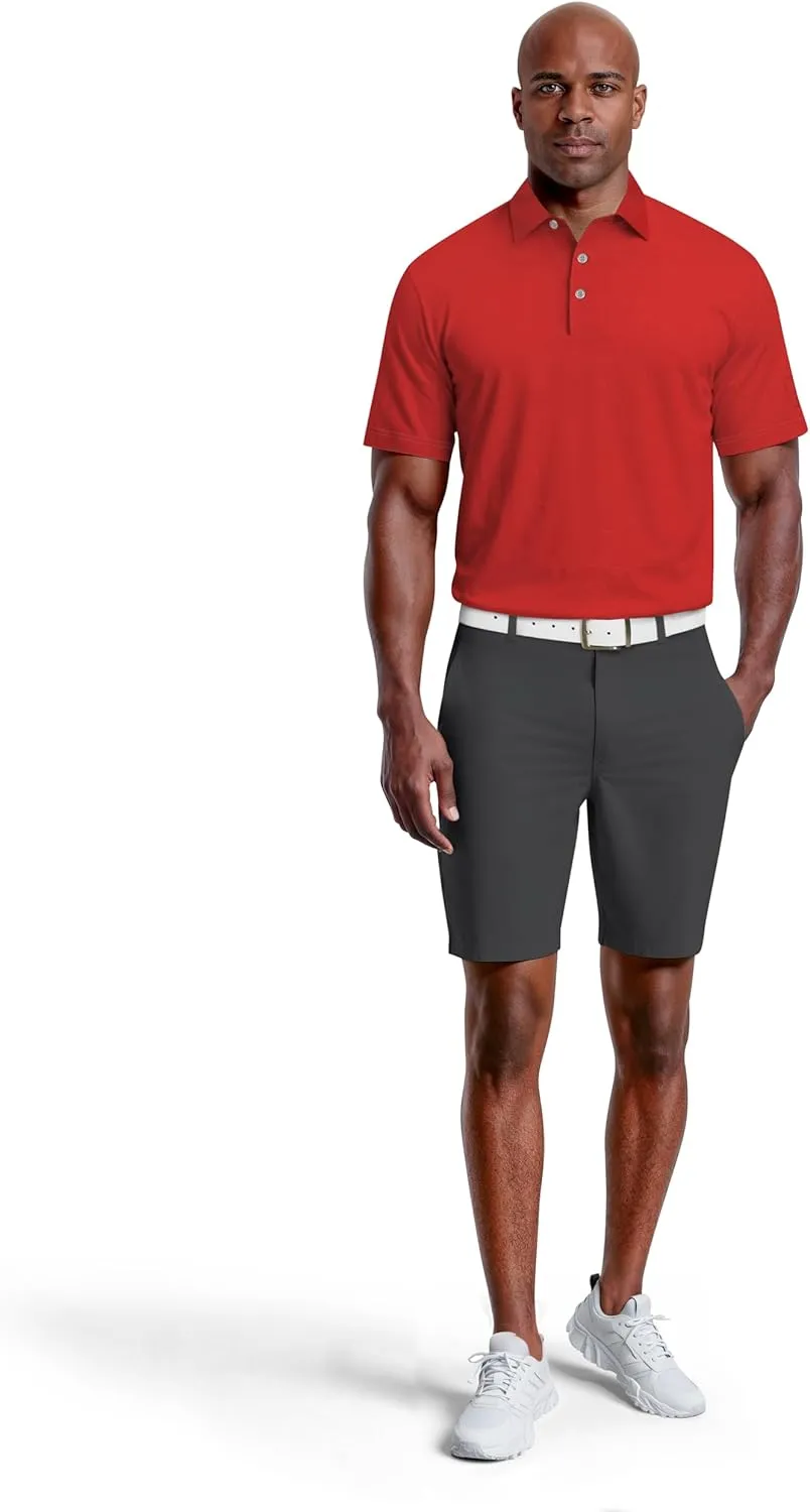 PGA TOUR Men's Airflux Solid Mesh Short Sleeve Golf Polo Shirt (Sizes S-4x)