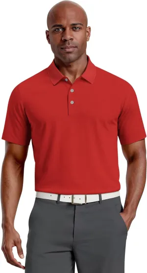 PGA TOUR Men's Airflux Solid Mesh Short Sleeve Golf Polo Shirt (Sizes S-4x)