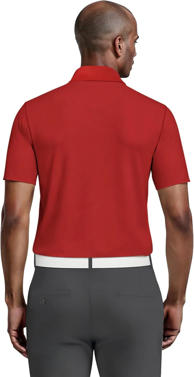 PGA TOUR Men's Airflux Solid Mesh Short Sleeve Golf Polo Shirt (Sizes S-4x)