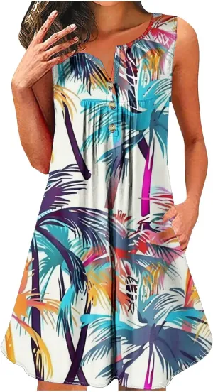 Plus Size Easter Dress Cotton Caftans for Women Midi Summer Dresses Button Dress for Women