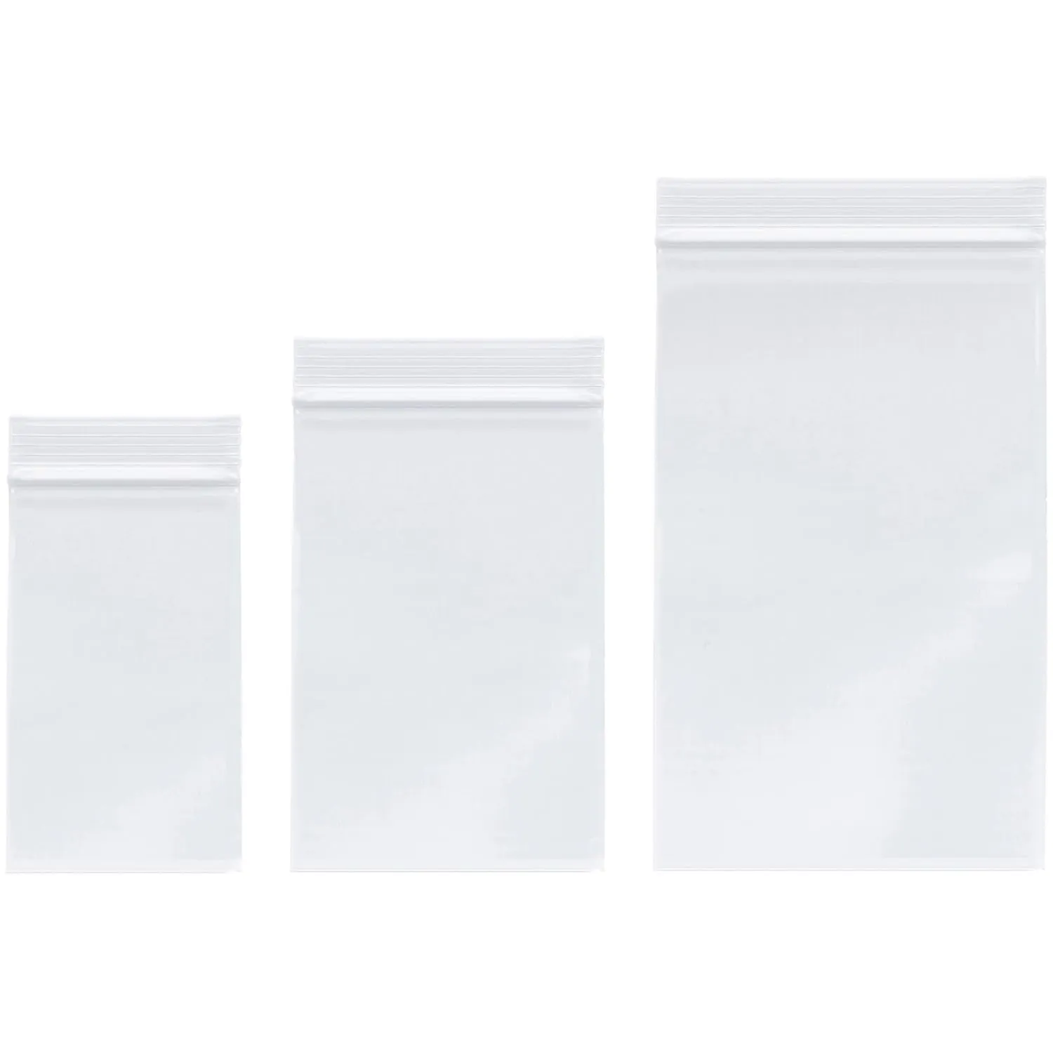 Plymor 3" x 5" (100), 4" x 6" (100), 5" x 8" (100), 4 Mil Variety Pack Heavy Duty Zipper Reclosable Plastic Bags