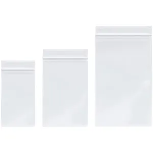 Plymor 3" x 5" (100), 4" x 6" (100), 5" x 8" (100), 4 Mil Variety Pack Heavy Duty Zipper Reclosable Plastic Bags