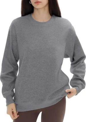 PUMIEY Women's Oversized Sweatshirts Fleece Crew Neck Hoodies with Pockets Long Sleeve Pullover Tops Three-No Collection