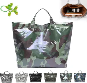 PVC Tote Bag Women's Letters Print Tote Bag Large Kraft Paper Tote Bag Carry All Bag Top Handle Clear Hobo Handbag
