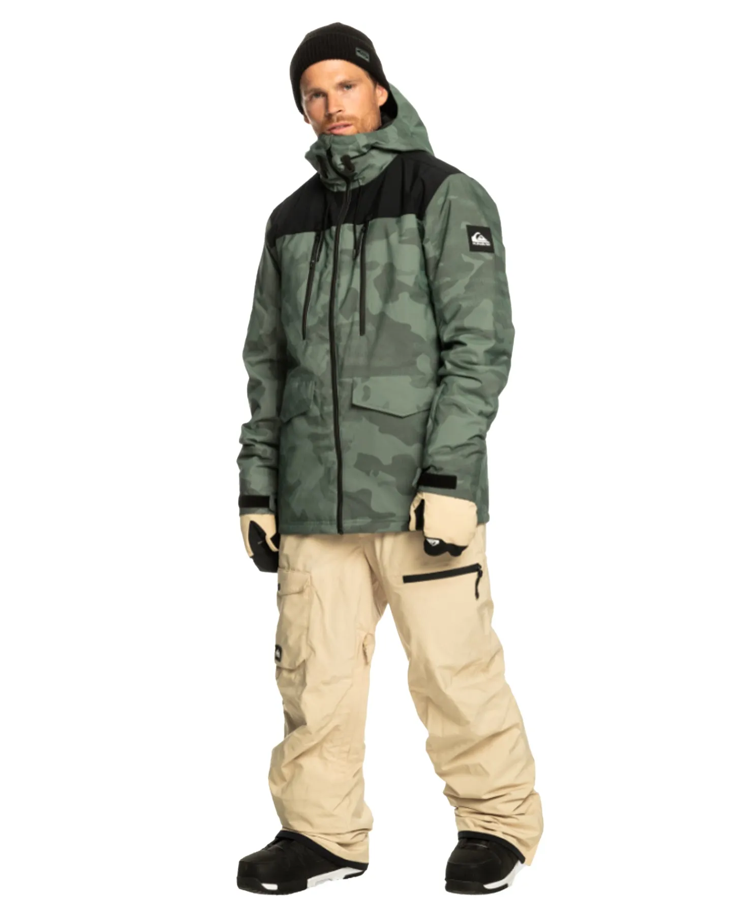 Quiksilver Men's Utility Technical Snow Bib Pants - Pale Khaki