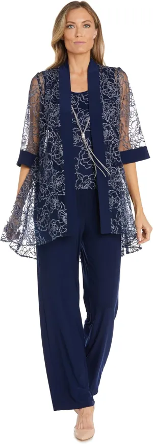 R&M Richards Womens Floral 3PC Pant Suit