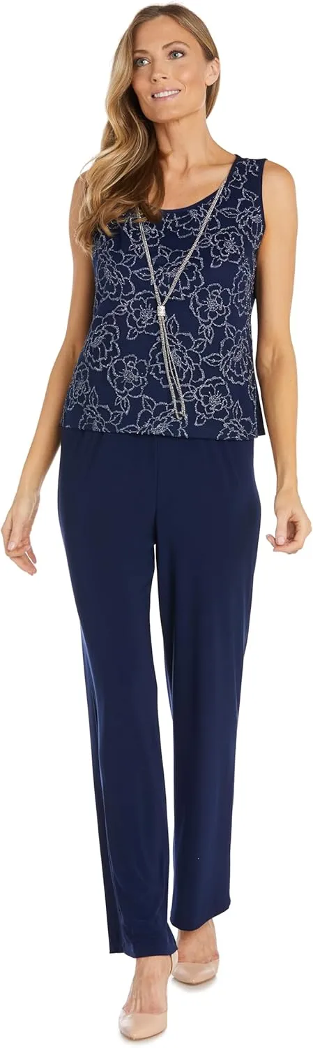 R&M Richards Womens Floral 3PC Pant Suit
