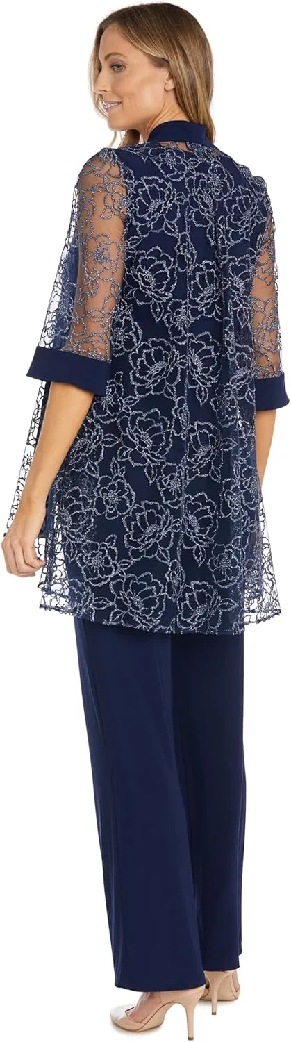 R&M Richards Womens Floral 3PC Pant Suit