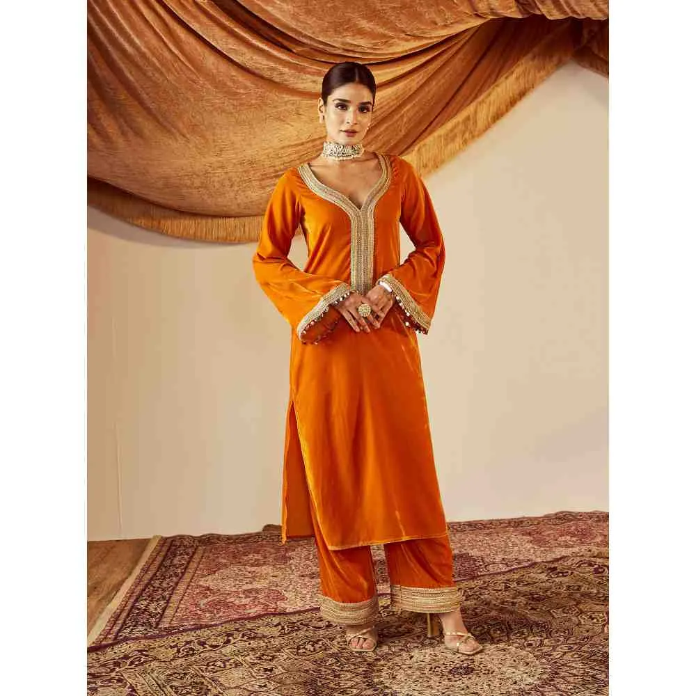 Roze Nargis Orange Palazzo (Set of 2)