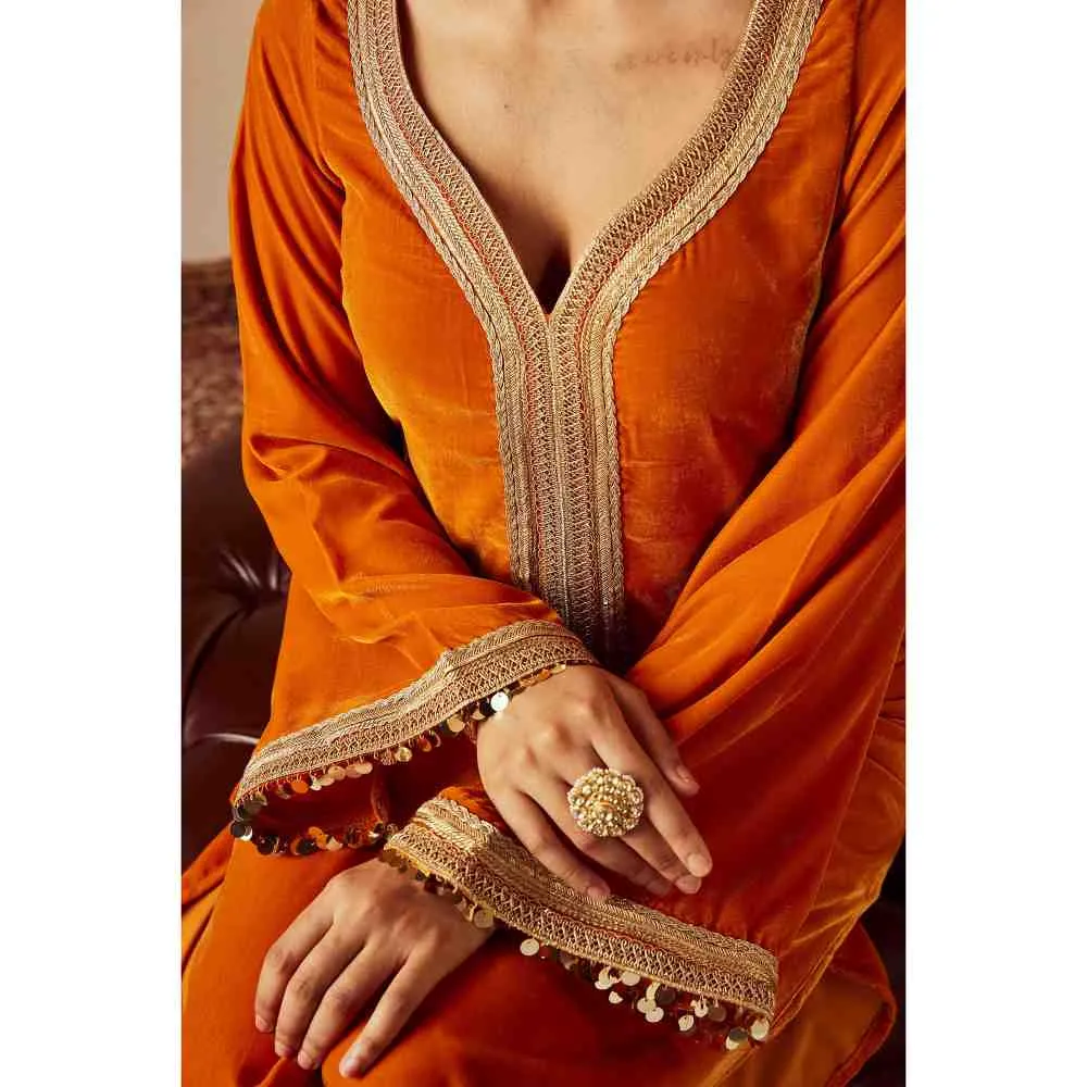 Roze Nargis Orange Palazzo (Set of 2)