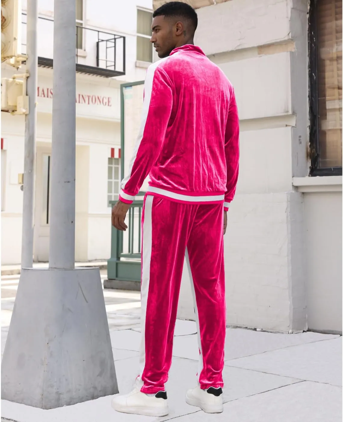 RPOVIG Velour Tracksuit Sweatsuit Velvet:Men's Jogging track suit 2 Pieces Set Zip Up Sweatshirts Jacket Pants With Pockets